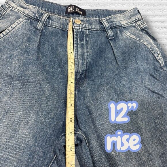 GAP High Rise Wide Leg Jeans 6/28 Short Medium Wash 100% Cotton 90s Pleated - Picture 5 of 9